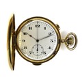 A Swiss Le Phare 18ct gold cased quarter repeating chronograph full hunter pocket watch, circa 1900,... 