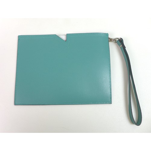 109 - A large Nicoli Italian leather handbag, in  two-toned off white and teal colours, with removable fro... 