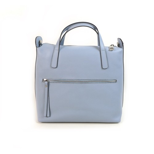 110 - A Nicoli Italian leather handbag, in pale blue leather with metal stud work to the sides, small hand... 