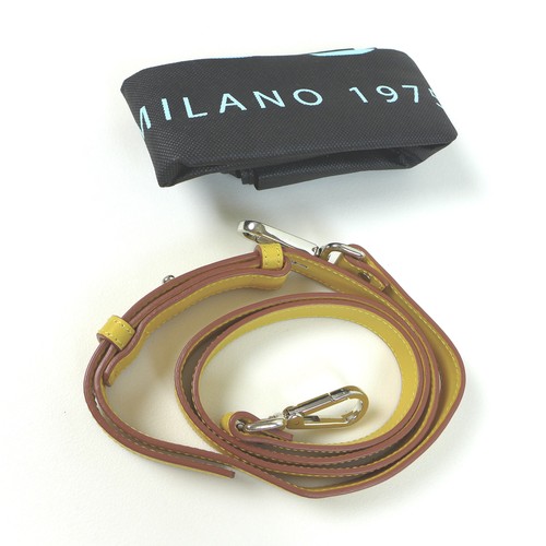 112 - A small Nicoli Italian leather handbag, in two-toned mustard and brown, with single handle, detachab... 