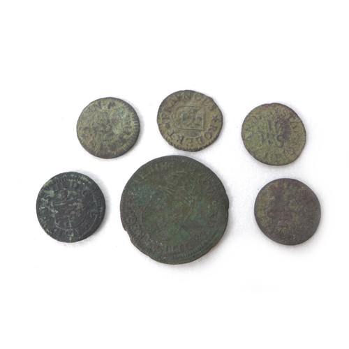 81 - A large collection of detectorist finds, likely Roman, Medieval and later, including coins, a buckle... 