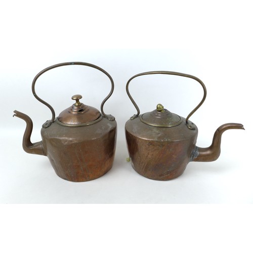 63 - A group of copper and brass items, including an embossed spirit kettle, burner and stand, kettle, 21... 