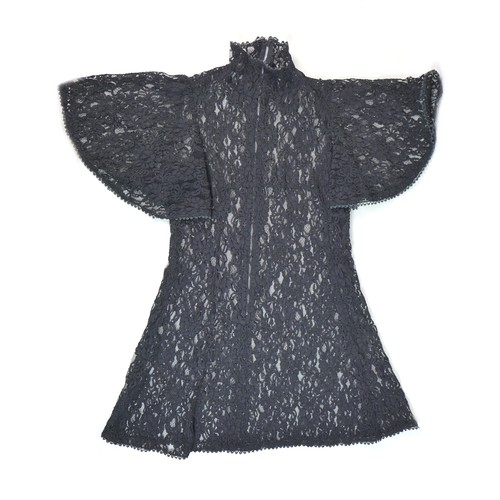 108 - A 1969 Biba black lace mini dress, with Biba label, with flared neckline and butterfly sleeves, boug... 