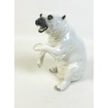 A 20th century Sitzendorf Polar bear figurine, the bear posed bearing teeth and rearing up from its ... 