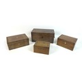 A group of four wooden boxes, comprising a Tunbridge Ware trinket box, with internal tray, 25 by 17 ... 