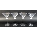Two pairs of boxed Bulgari Rosenthal cocktail martini glasses, each glass with a single opaque knop ... 