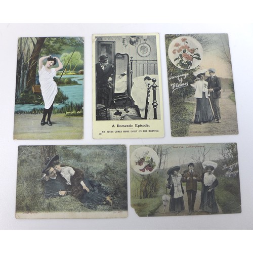 122 - A collection of over 150 early 20th century and later postcards with twenty nine comical cartoon car... 