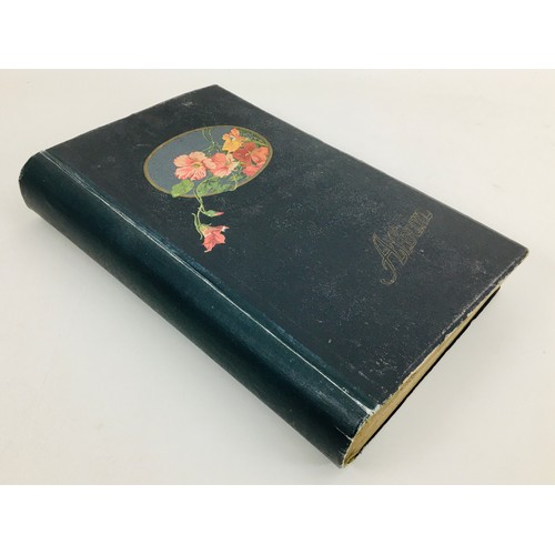 120 - An Edwardian postcard album with over 350 early 20th century and later postcards, including some six... 