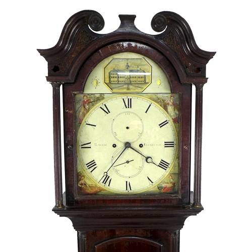 353 - An early 19th century mahogany long case clock, by Ritchie, Edinburgh, the painted arch dial with de... 