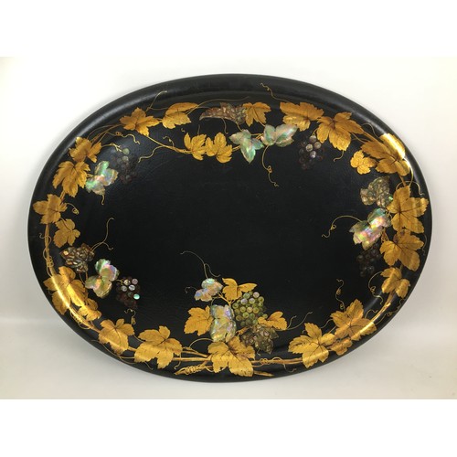 347 - A set of two Victorian graduated oval papier mache trays, by Mappin Bros, Sheffield & London, decora... 