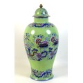 A Chinese style ceramic vase and cover, early 20th century, printed and underglaze decoration with b... 
