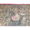 A large early 20th century Indian Pabuji Ki Phad textile panel, a portable shrine with the central f... 