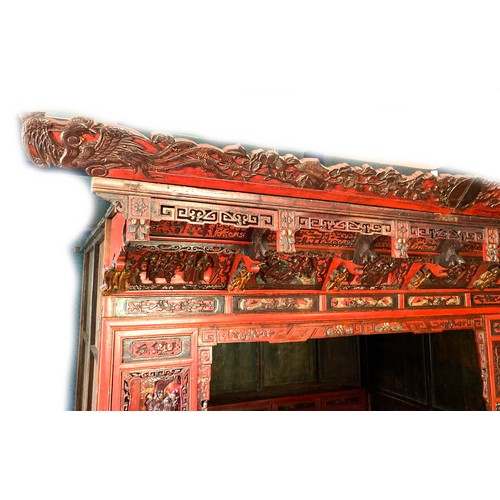 362 - A Chinese wedding bed, Qing Dynasty, late 19th / early 20th century, with carved, painted, and gilt ... 