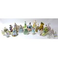 A collection of various figurines, including Royal Doulton 'Fair Maiden' HN2211, a Sitzendorf figuri... 