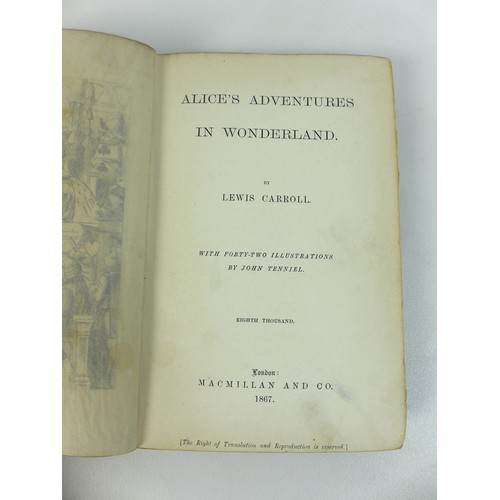 174 - An early 1867 edition of 'Alice's Adventures in Wonderland', Eighth Thousand, fourth edition, with f... 