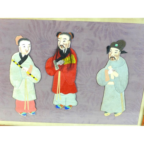 5 - Two Chinese mixed media pictures, early to mid 20th century, both with full length figures of Chines... 