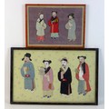 Two Chinese mixed media pictures, early to mid 20th century, both with full length figures of Chines... 