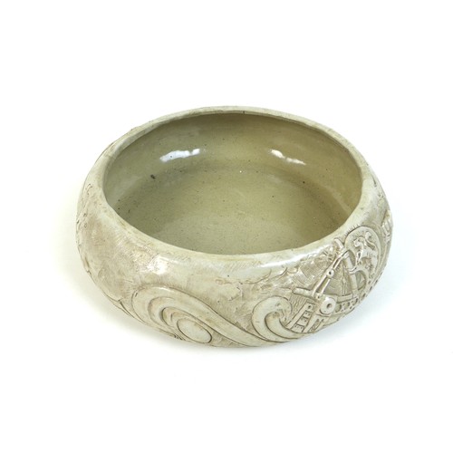 19 - William Oram Trivett (British, 1872-1955), ceramic bowl, signed 'W.O. Trivett', with relief decorati... 
