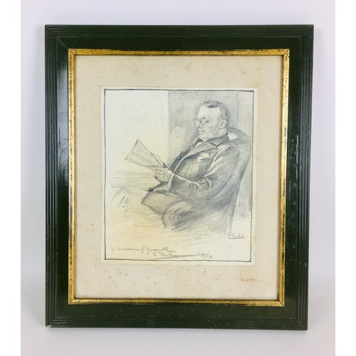 175 - An early 20th century British school portrait of a seated bespectacled gentleman, pencil on paper, e... 