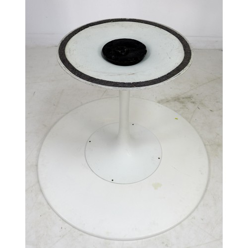 274 - Two retro white tulip style tables after Eero Saarinen, with single stem bases, the largest, a retro... 