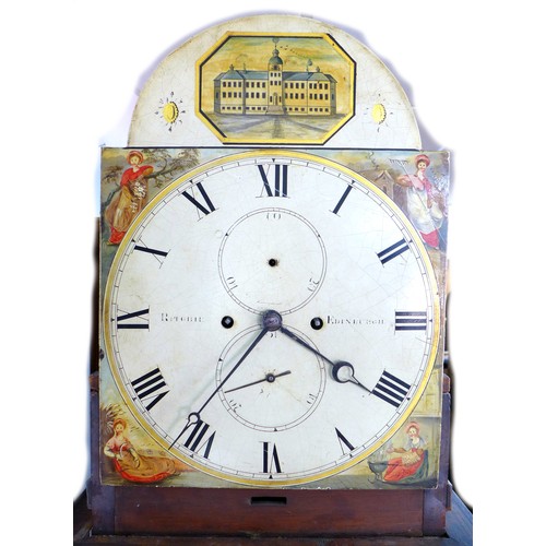 332 - An early 19th century mahogany long case clock, by Ritchie, Edinburgh, the painted arch dial with de... 