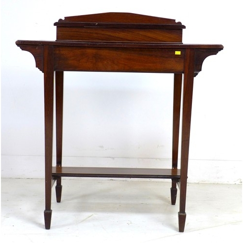 295 - An Edwardian rosewood and line inlaid lady's writing desk, later red leatherette surface, lift lid t... 