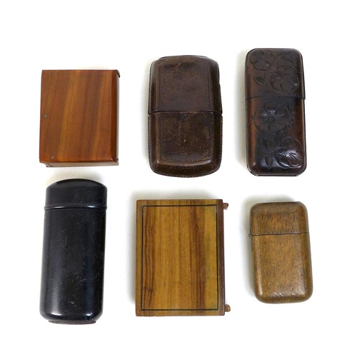 135 - A group of six wooden Victorian and later vesta cases. (5)