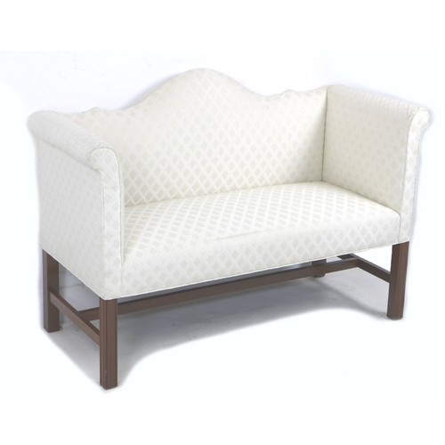 267 - A modern Georgian style two seater settee, with straight back and upright arms, channelled legs and ... 