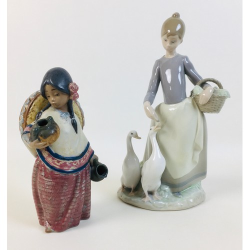 28 - Two Lladro figurines, comprising a LLadro Gres figure of a Mexican girl, Pepita with Sombrero, 18cm ... 