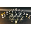 A collection of 18th century and later drinking glasses, including a Georgian ale glass, the rounded... 