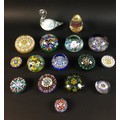 A large collection of Scottish glass paperweights, mostly millefiore, including Strathern, Perthshir... 