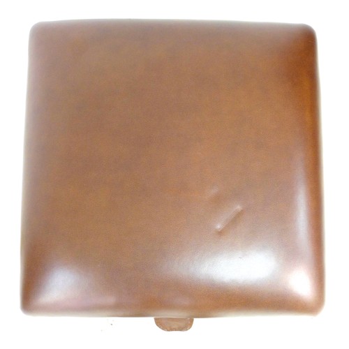 232 - A modern leather covered Ottoman, of square form covered in brown leather and raised on turned balus... 