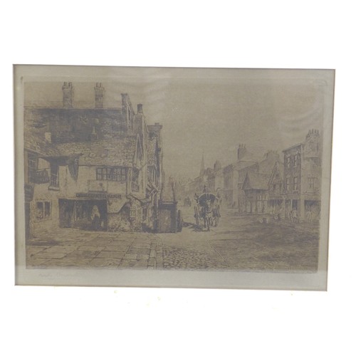 177 - William Monk (British, 19th century): three engravings, comprising 'Shipgate Street', signed in the ... 