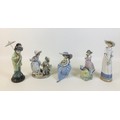 A group of four Lladro figurines, comprising a Lladro figural group 'For you' 5453, 'Fragrant bouque... 