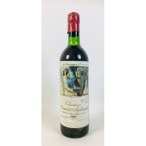 154 - Vintage Wine: a bottle of Chateau Mouton Rothschild, with Picasso designed label, 1973, Premier Gran... 