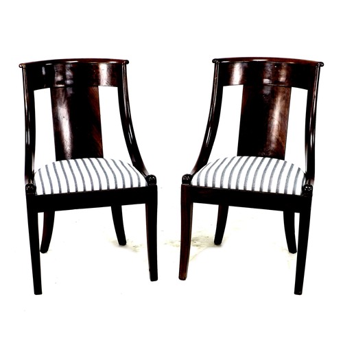 337 - A pair of French Restauration Charles X flame mahogany side chairs, circa 1810, in the style of Geor... 