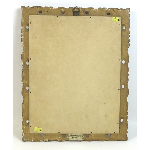 255 - A Continental giltwood framed mirror, circa 1940, carved with foliate scrolling decoration, rectangu... 