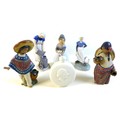 A group of five figurines and a moon flask, comprising Lladro figurine 'Pedro with jug' matte, 12141... 
