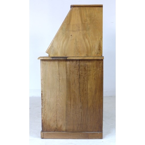 315 - A Scandinavian 19th century walnut bureau, of block form with fall front enclosing a fitted interior... 