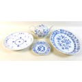 A group of three Meissen porcelain items, each mid 20th century, each decorated in the 'Blue Onion' ... 