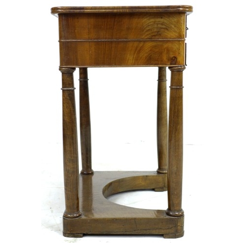 314 - A Continental 19th century side table, with quarter veneered surface and single drawer below, with k... 