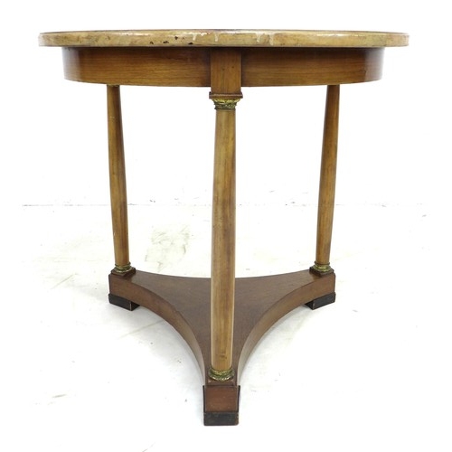 317 - A Continental late 19th century mahogany occasional table, the circular surface raised on three colu... 