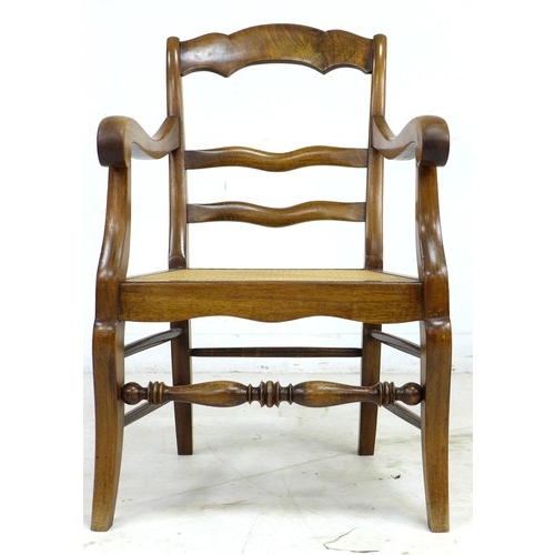 293 - A Continental stained beech open armchair, early 20th century, with shaped three rail back and arms,... 