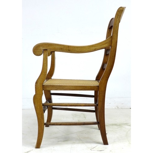 293 - A Continental stained beech open armchair, early 20th century, with shaped three rail back and arms,... 