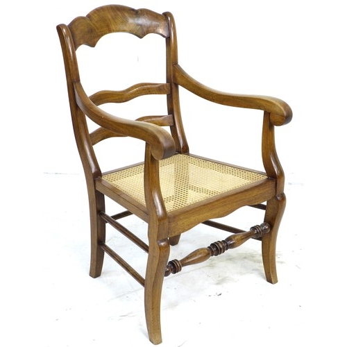 293 - A Continental stained beech open armchair, early 20th century, with shaped three rail back and arms,... 