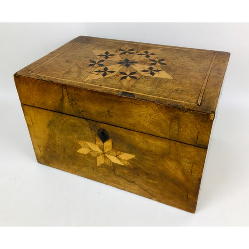 116 - Six 19th century and later wooden boxes, comprising a Tunbrdge ware jewellery box with single remova... 