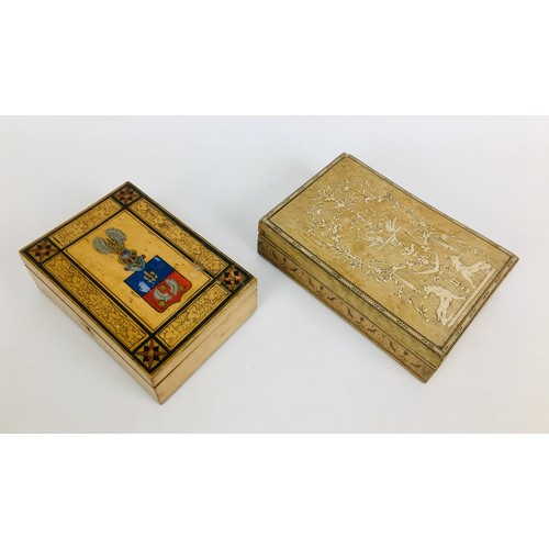 116 - Six 19th century and later wooden boxes, comprising a Tunbrdge ware jewellery box with single remova... 