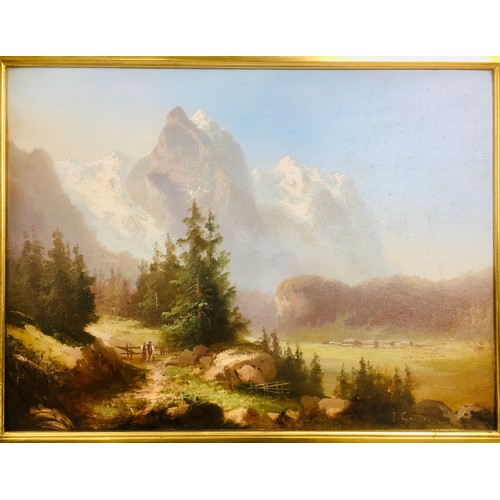 191 - Continental School early 20th century, three mountainous landscape oil on board paintings, comprisin... 