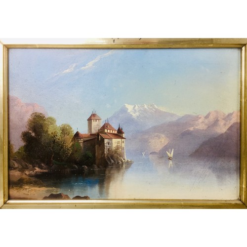 191 - Continental School early 20th century, three mountainous landscape oil on board paintings, comprisin... 