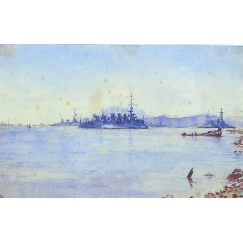 126 - I. M. (British, early 20th century): a watercolour depicting the Gallipoli or Dardanelles Campaign o... 